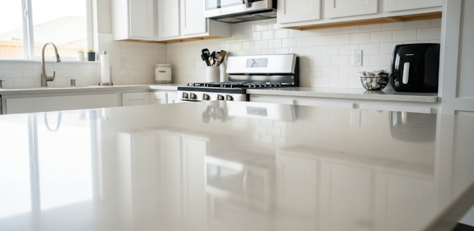 Meja dapur bersih setelah dibersihkan dari noda